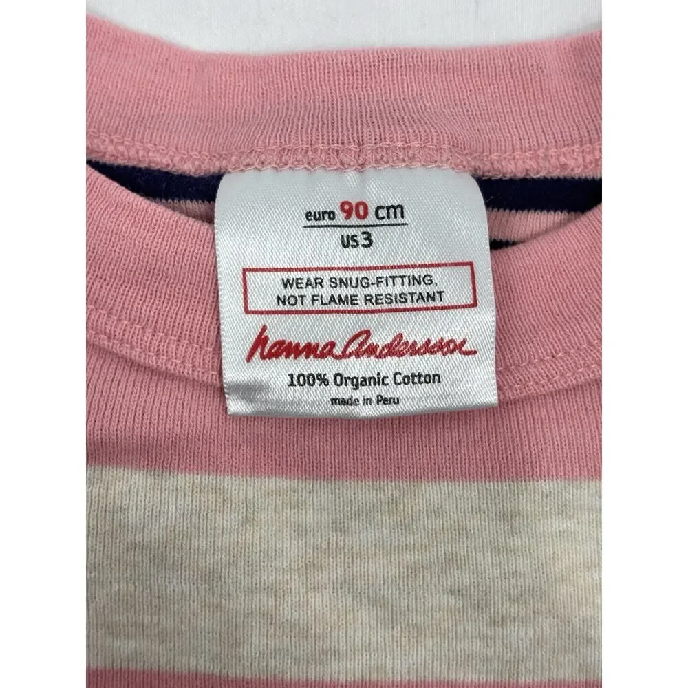Hanna Andersson Girl’s Pink Striped Organic Cotton Long Sleeve Tshirt Size 3